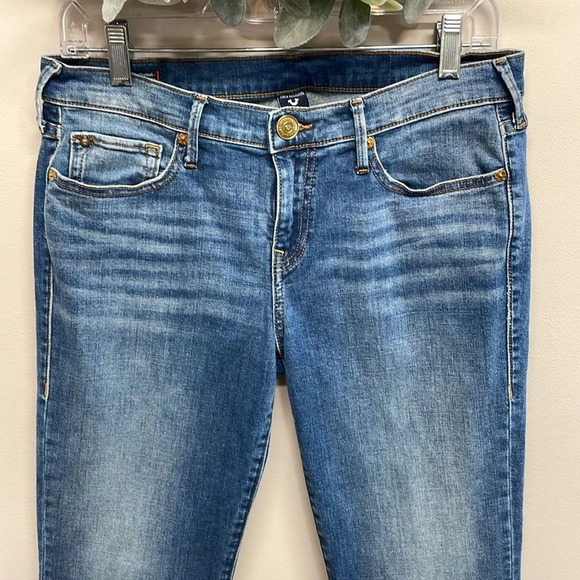 True Religion Becca Mid Rise Bootcut Crop Denim Jeans   Raw Hem 29 - Picture 2 of 16